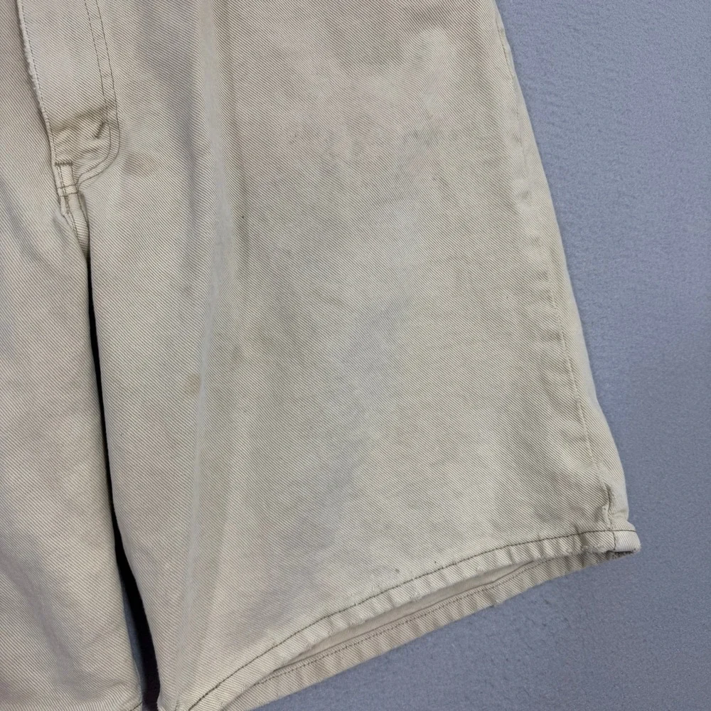Vintage 90s Levis Silvertab Loose Denim Shorts 40 Baggy Beige Khaki Made in USA